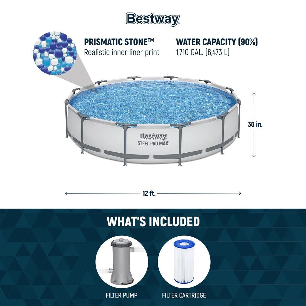 Nouveauté 2026 – Piscine hors sol ronde Bestway Steel Pro MAX 10 pi x 30 po