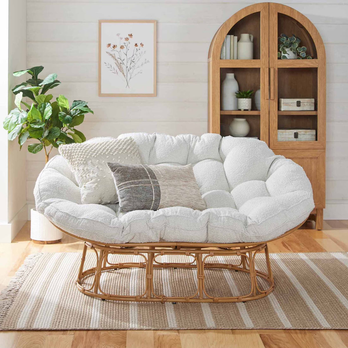 Nouveauté 2026 – Fauteuil Papasan double Better Homes & Gardens , coloris crème bouclé