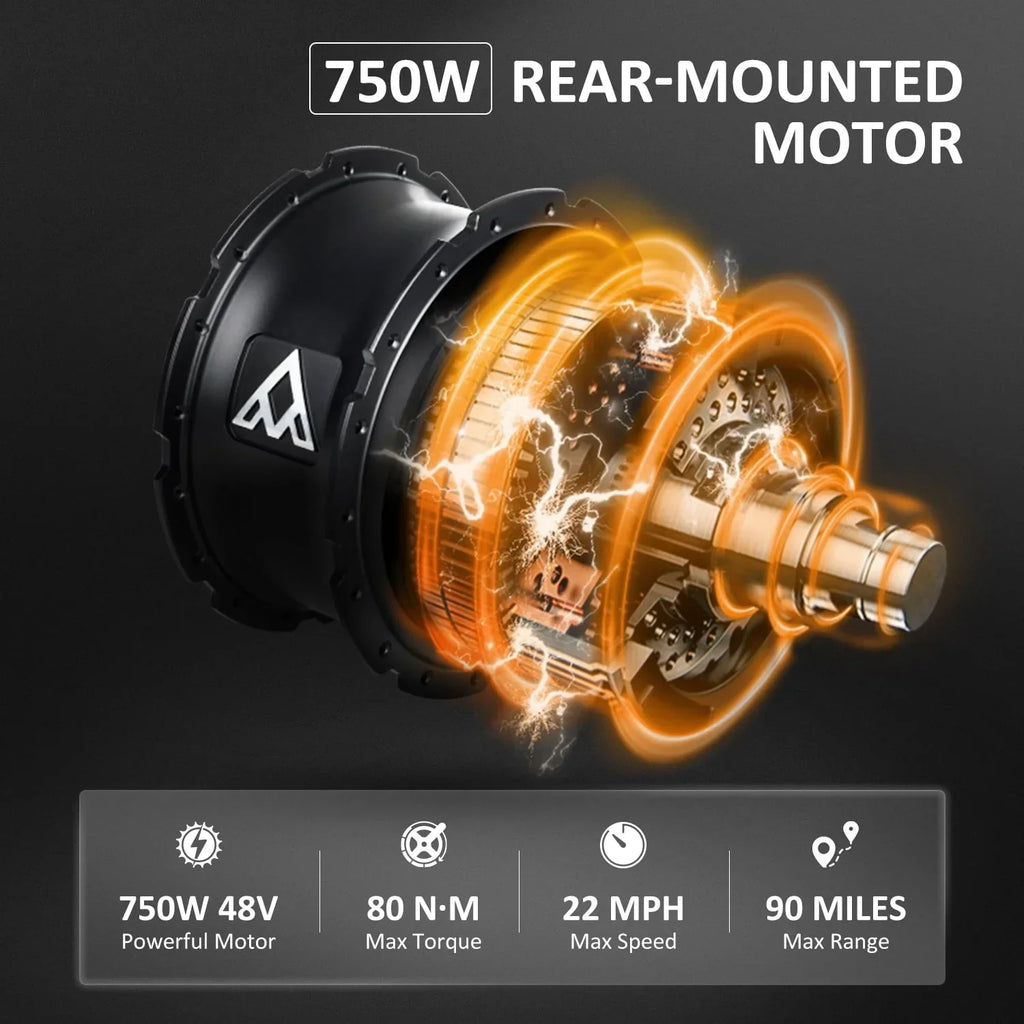 Nouveauté 2026 – Tricycle électrique Addmotor , 750 W, pliable, pour adultes, batterie amovible 48 V 20 Ah, pneus larges 20 pouces avec différentiel arrière, M-330F jaune