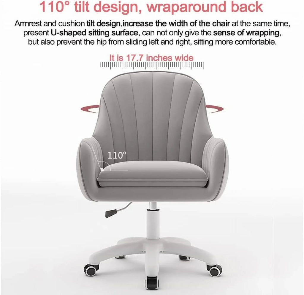 Nouveauté 2026 – Fauteuil de bureau Home , chaise d'ordinateur avec dossier mi-haut capitonné, style moderne, pivotante et réglable en hauteur, en velours blanc