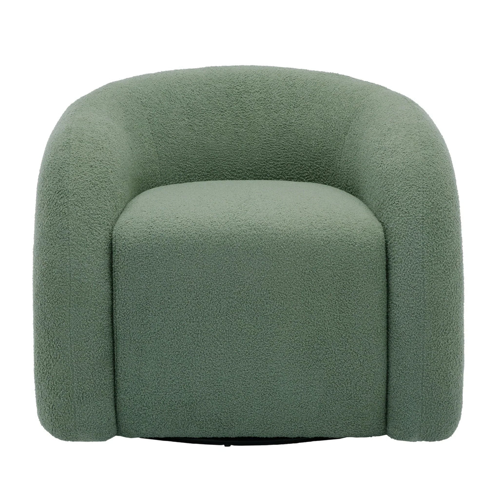 Nouveauté 2026 – Fauteuil pivotant 360" pour salon, fauteuil tonneau bouclé, canapé une place, fauteuil de lecture, vert sauge