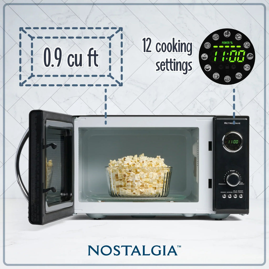 Nouveauté 2026 – Four à micro-ondes de comptoir Nostalgia Retro , 0,9 pi³, 800 watts, bleu turquoise
