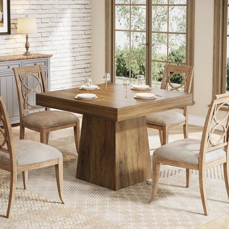 Nouveauté 2026 – Table de salle à manger carrée Tribesigns pour 4 personnes, 80 cm (31,5 pouces), petite table de cuisine avec pied central robuste, style ferme, idéale pour la salle à manger, le salon ou la cuisine, couleur marron vintage