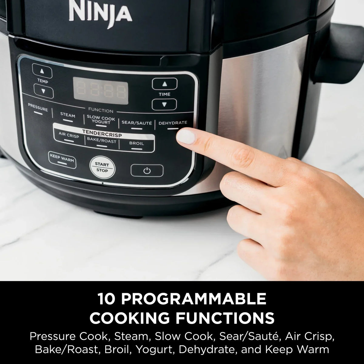 Nouveauté 2026 – Autocuiseur Ninja Foodi 10-en-1 5 L , cuiseur vapeur, four, gril, déshydrateur, friteuse à air chaud, revêtement antiadhésif, FD101, acier inoxydable