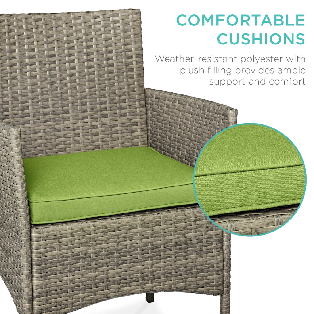 Nouveauté 2026 – Ensemble bistro de jardin 3 pièces en résine tressée Best Choice Products , avec 2 chaises et une table - Gris/Bleu marine