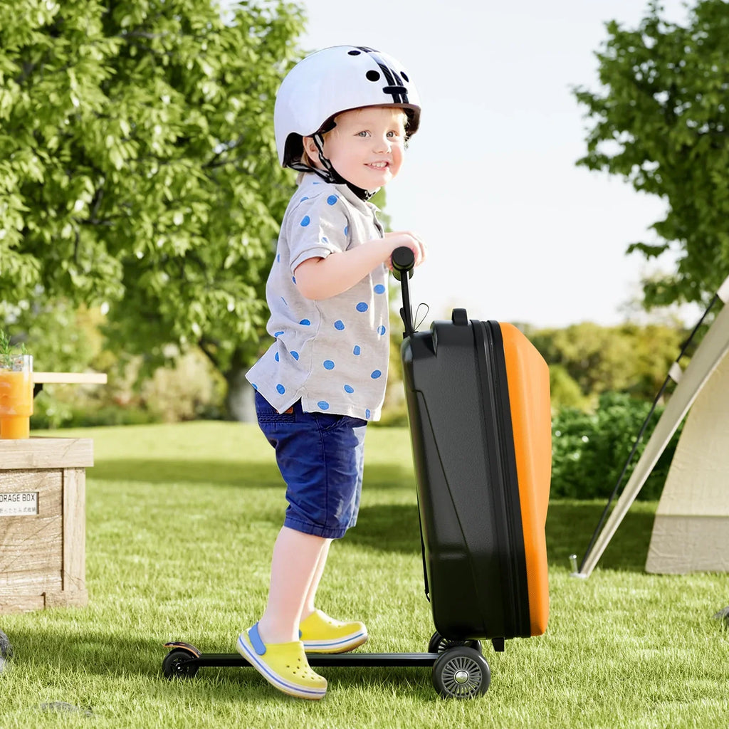 Nouveauté 2026 – Muhub - Valise-trottinette 2 en 1 pour enfants et adultes, pliable et à roulettes, bleu clair