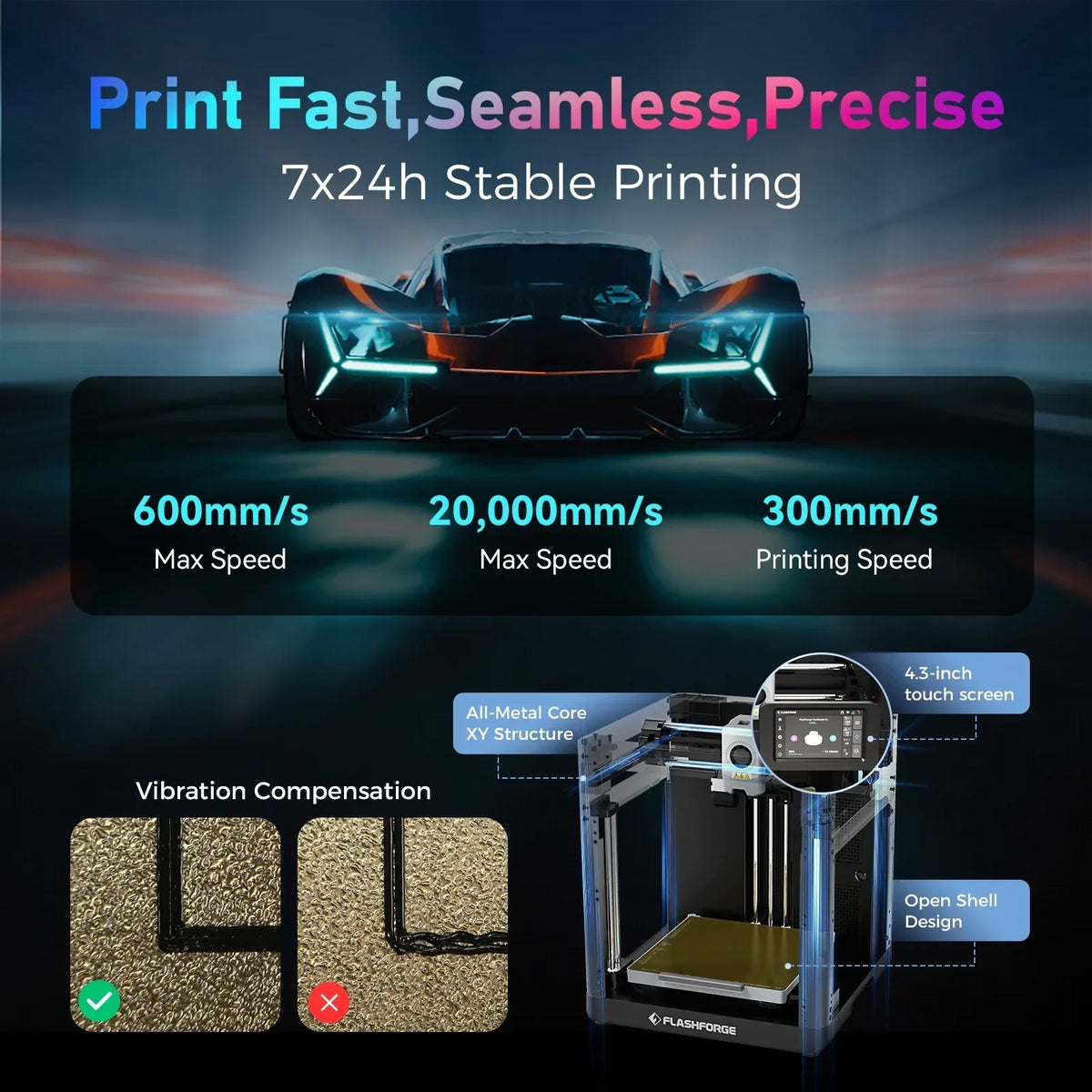 Nouveauté 2026 – Imprimante 3D Flashforge Adventurer 5M , imprimante 3D idéale pour les débutants et le bricolage à domicile, impression haute vitesse, format 22 x 22 x 22 cm, noire