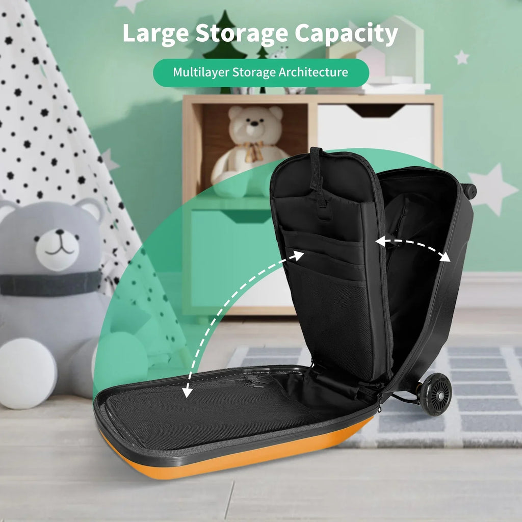 Nouveauté 2026 – Muhub - Valise-trottinette 2 en 1 pour enfants et adultes, pliable et à roulettes, bleu clair