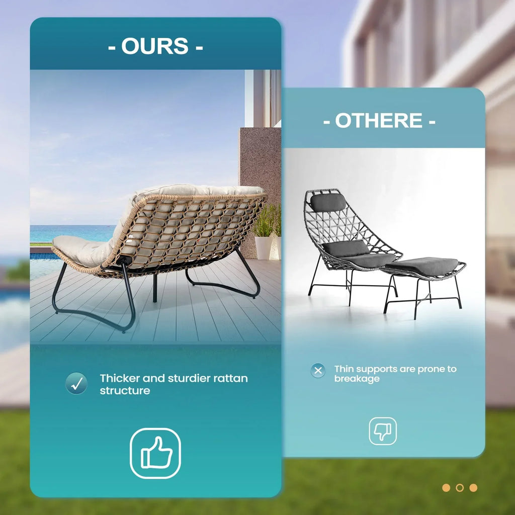 Nouveauté 2026 – Canapé deux places de patio Crestlive Products , grand meuble en rotin résistant aux intempéries avec coussins moelleux, canapé d'extérieur pour balcon, piscine, jardin (beige