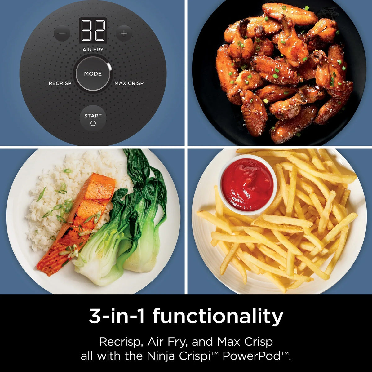 Nouveauté 2026 – Friteuse à air portable 3-en-1 Ninja Crispi , 1500 W, récipients en verre TempWare de 4 L et 5 tasses avec couvercles de conservation, compatible micro-ondes, congélateur et lave-vaisselle, blanc, FN100WH