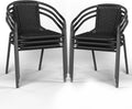 Nouveauté 2026 – Ensemble de 6 chaises de jardin ELPOSUN , chaises de patio en osier avec structure en métal, chaises empilables en rotin pour bistro, terrasse, jardin, porche, restaurant (noir