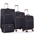 Nouveauté 2026 – Ensemble de 4 bagages Travelhouse : valise souple extensible et légère avec doubles roulettes multidirectionnelles (noir