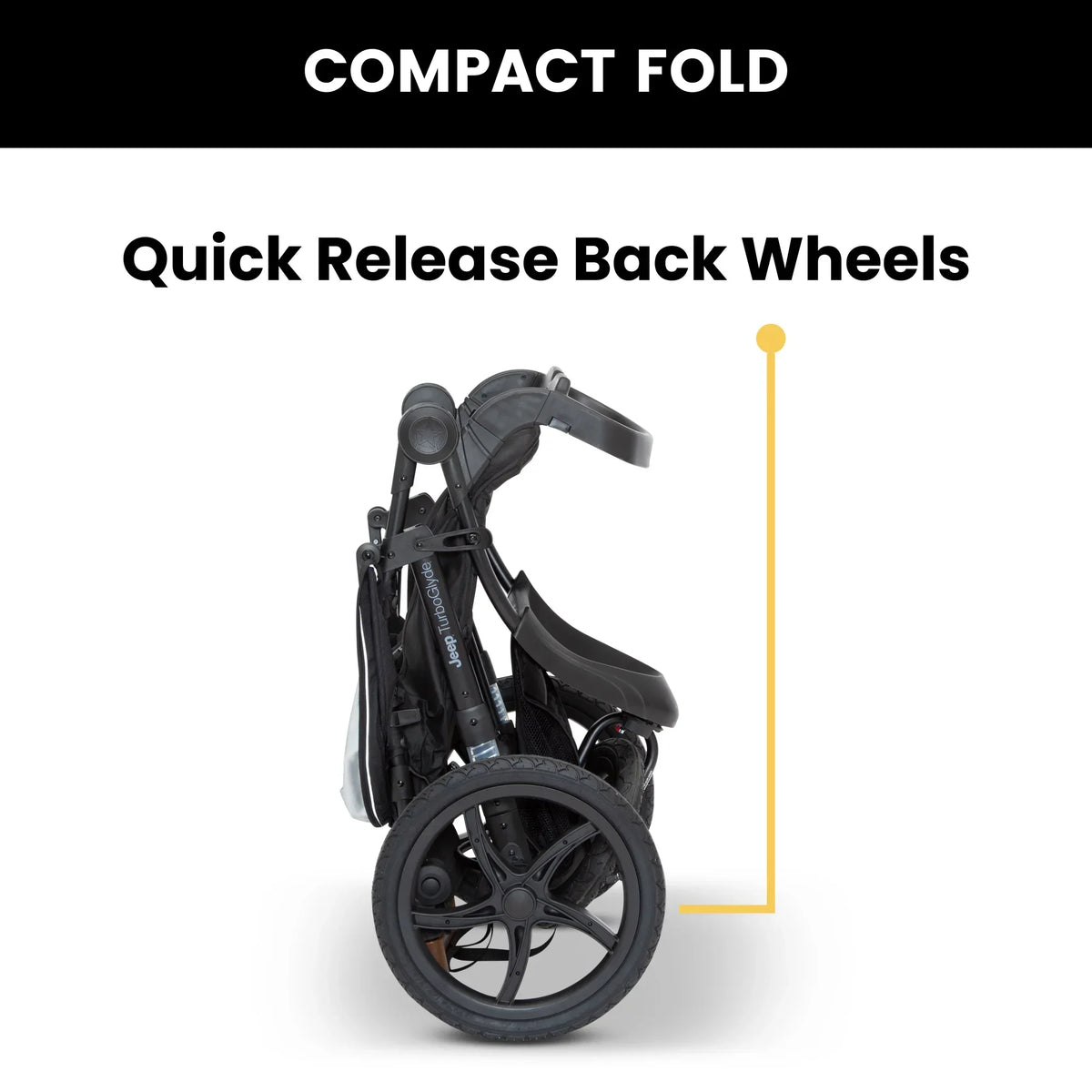 Nouveauté 2026 – Poussette de jogging Jeep TurboGlyde de Delta Children, noire