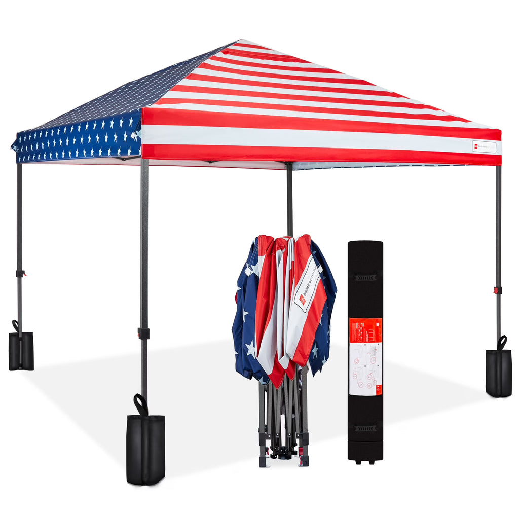 Nouveauté 2026 – Best Choice Products 3,66 m x 3,66 m - Abri pliant facile à monter avec installation en un clic, sac à roulettes et 4 sacs de lestage - Bleu marine