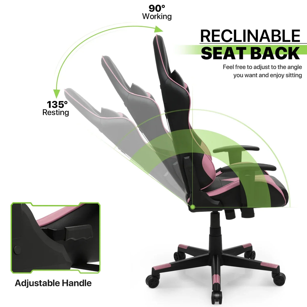 Nouveauté 2026 – Chaise de jeu ergonomique Magshion , chaise de jeu confortable, chaise de bureau en cuir, chaise de jeu pivotante et réglable, bleue