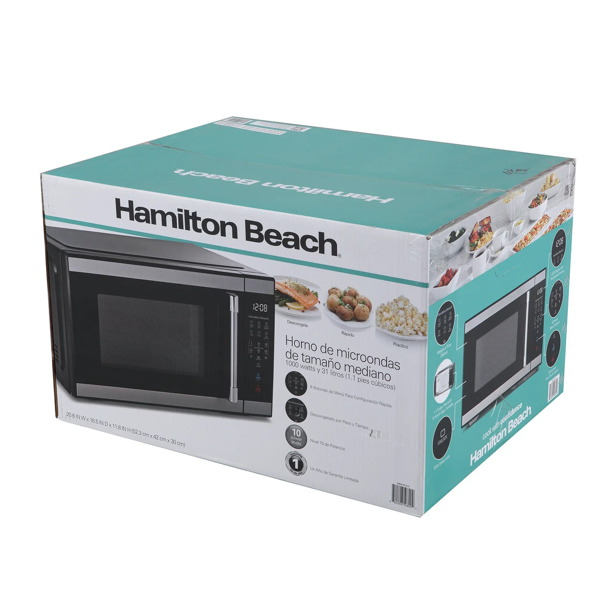 Nouveauté 2026 – Four à micro-ondes de comptoir Hamilton Beach , 1,1 pi³, noir et acier inoxydable