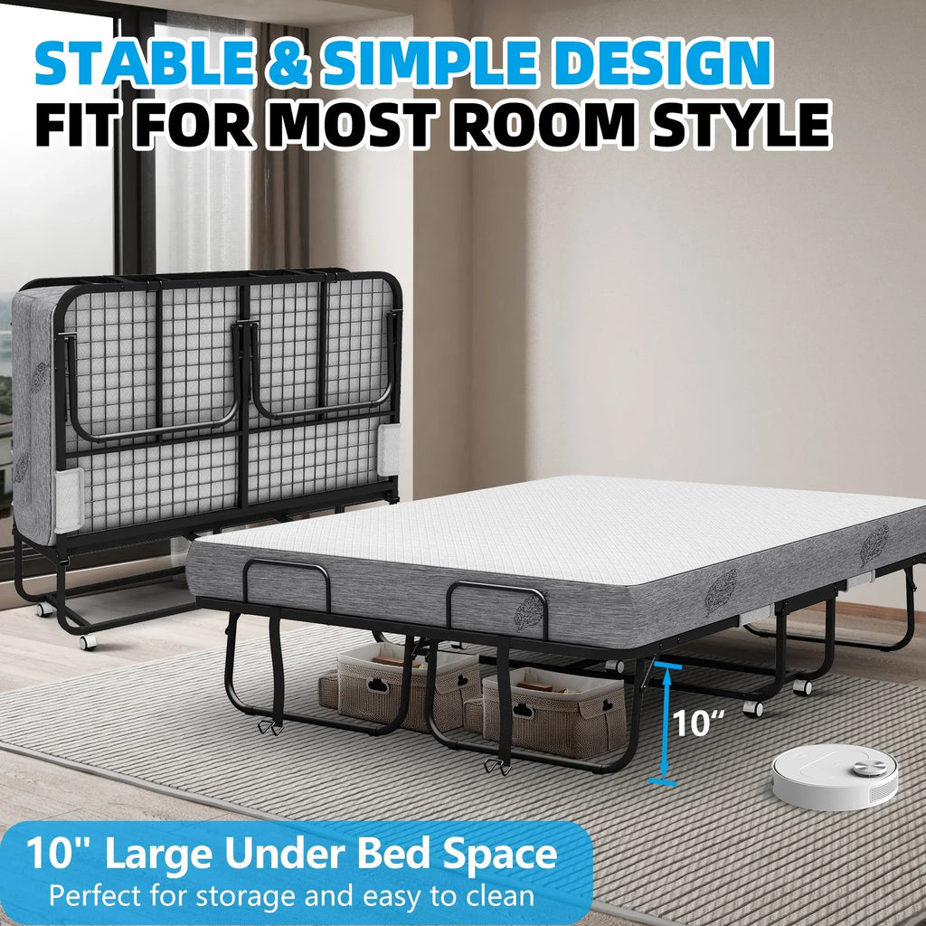 Nouveauté 2026 – Lit pliant Flying avec matelas, format 190 x 79 cm, lit d'appoint pliable et portable pour adultes, avec matelas en mousse à mémoire de forme de 13 cm, structure métallique robuste et peu encombrante