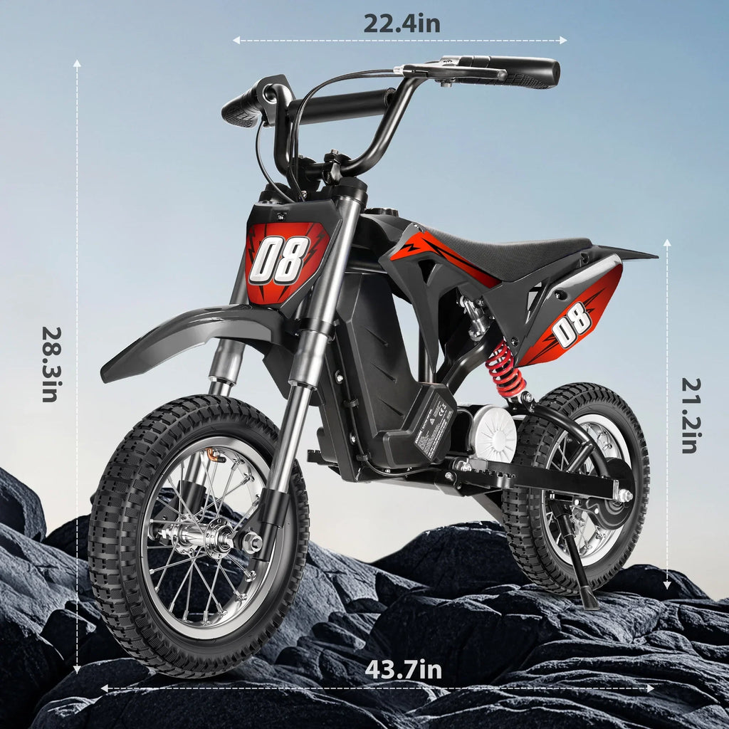 Nouveauté 2026 – Moto électrique tout-terrain pour enfants 36V, moto électrique rapide jusqu'à 25 km/h et 16 km d'autonomie, 3 modes de vitesse, poignée d'accélérateur, double suspension et freins pour enfants de 5 à 10 ans
