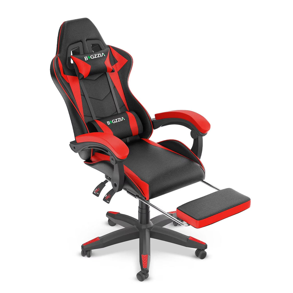 Nouveauté 2026 – Chaise de jeu Bigzzia , chaise de bureau ergonomique avec appui-tête et soutien lombaire réglables en hauteur, pour adultes et adolescents, noir et blanc
