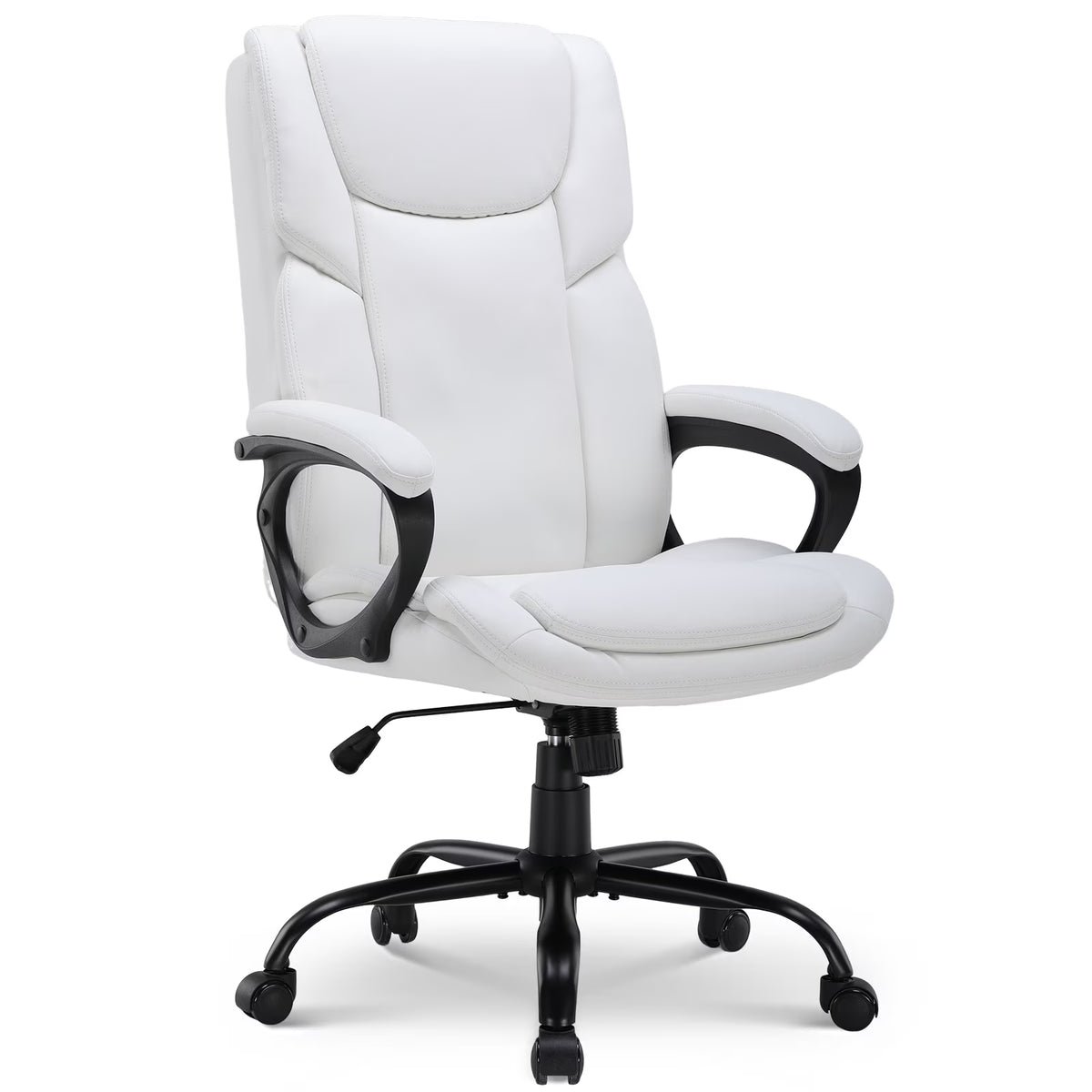 Nouveauté 2026 – Fauteuil de bureau ergonomique Mainstays Executive à dossier haut en cuir noir