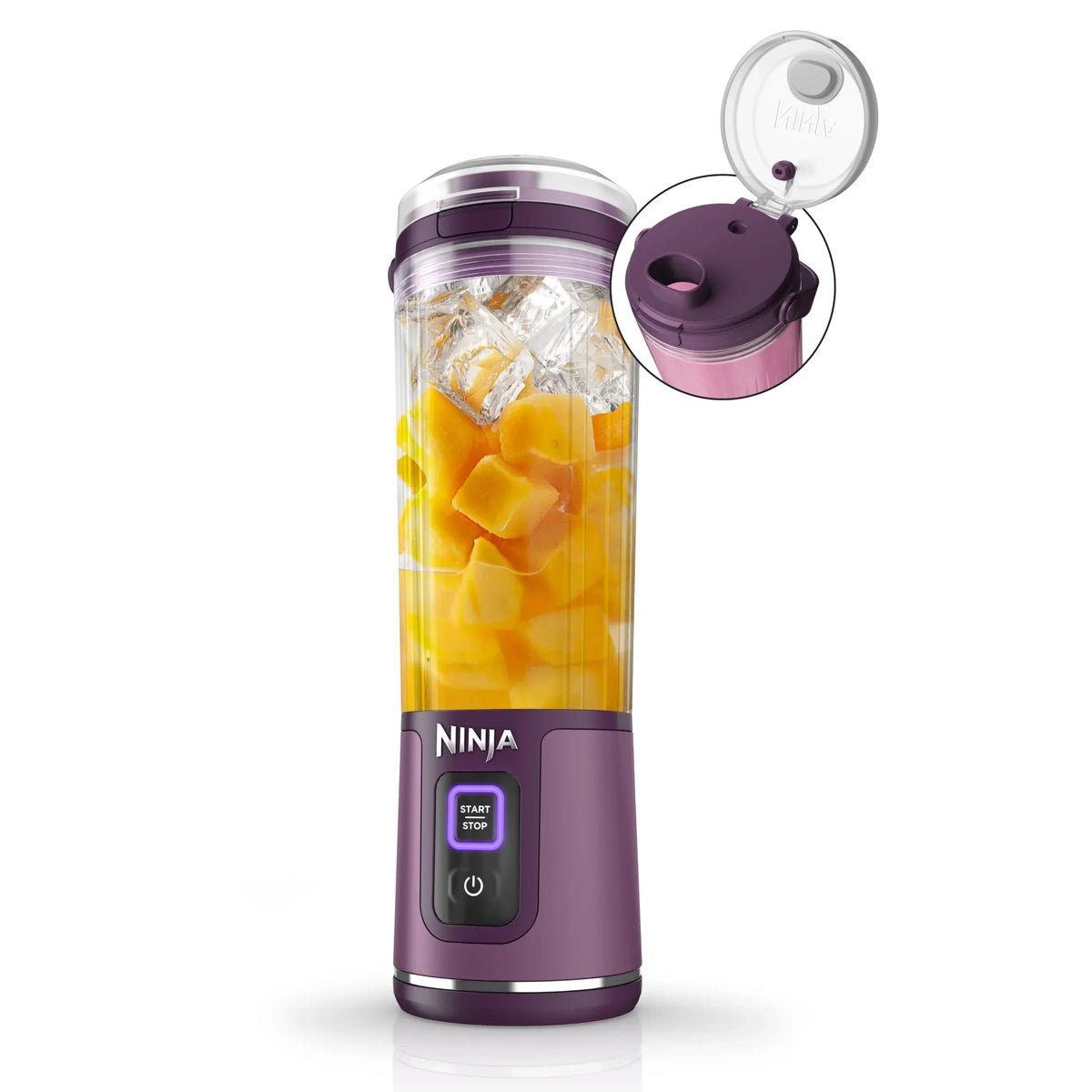 Nouveauté 2026 – Blender portable Ninja Blast , sans fil, bol de 532 ml (18 oz), blender individuel pour milkshakes et smoothies, sans BPA, couvercle étanche et bec verseur, rechargeable par USB-C, pièces compatibles lave-vaisselle, violet métallisé