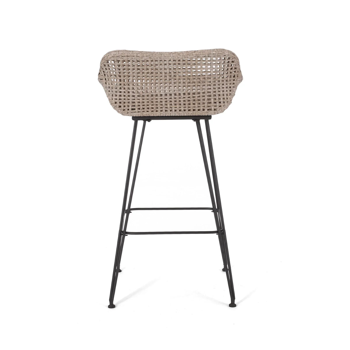 Nouveauté 2026 – Tabourets de bar d'extérieur Verano en résine tressée et métal avec coussin, lot de 4, coloris marron et beige