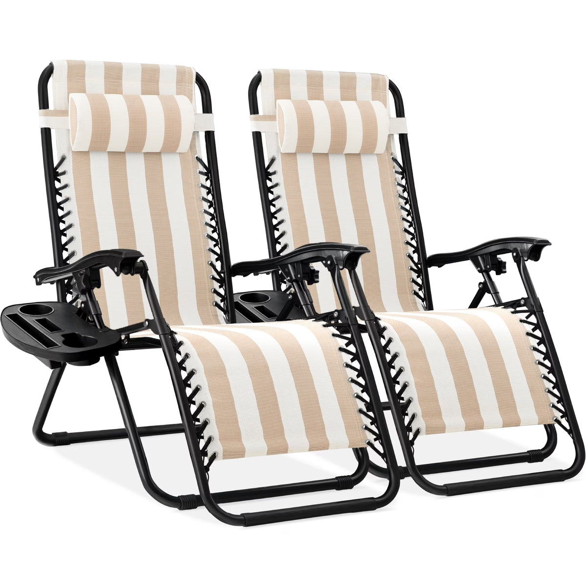 Nouveauté 2026 – Ensemble de 2 fauteuils inclinables zéro gravité Best Choice Products pour terrasse et piscine avec porte-gobelet - Gris