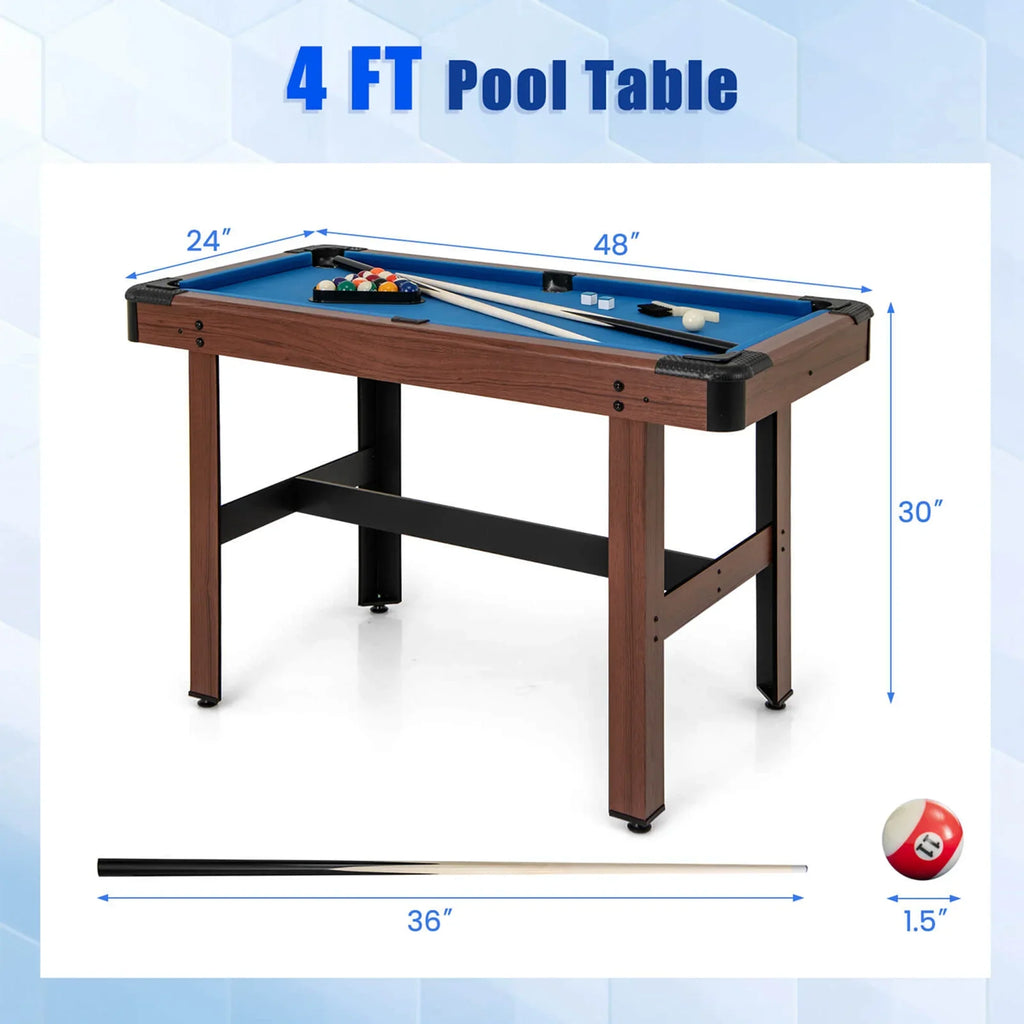 Nouveauté 2026 – Table de billard Costway 48" (122 cm) pour enfants et adultes avec jeu complet de boules, 2 queues de billard et 2 craies vertes