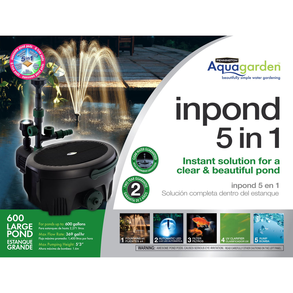 Nouveauté 2026 – Kit tout-en-un Pennington Aqua Garden , pompe de bassin électrique submersible 369 GPH, modèle n° 100541845