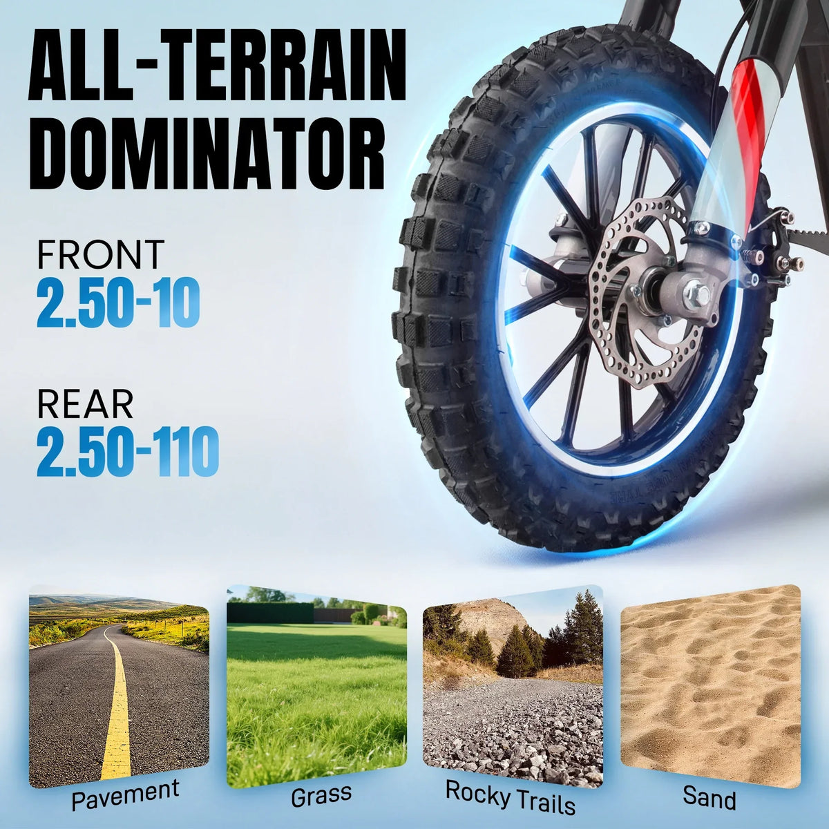 Nouveauté 2026 – Moto tout-terrain électrique QEASET , 500 W, pour enfants (garçons et filles) de 8 à 14 ans, bleue