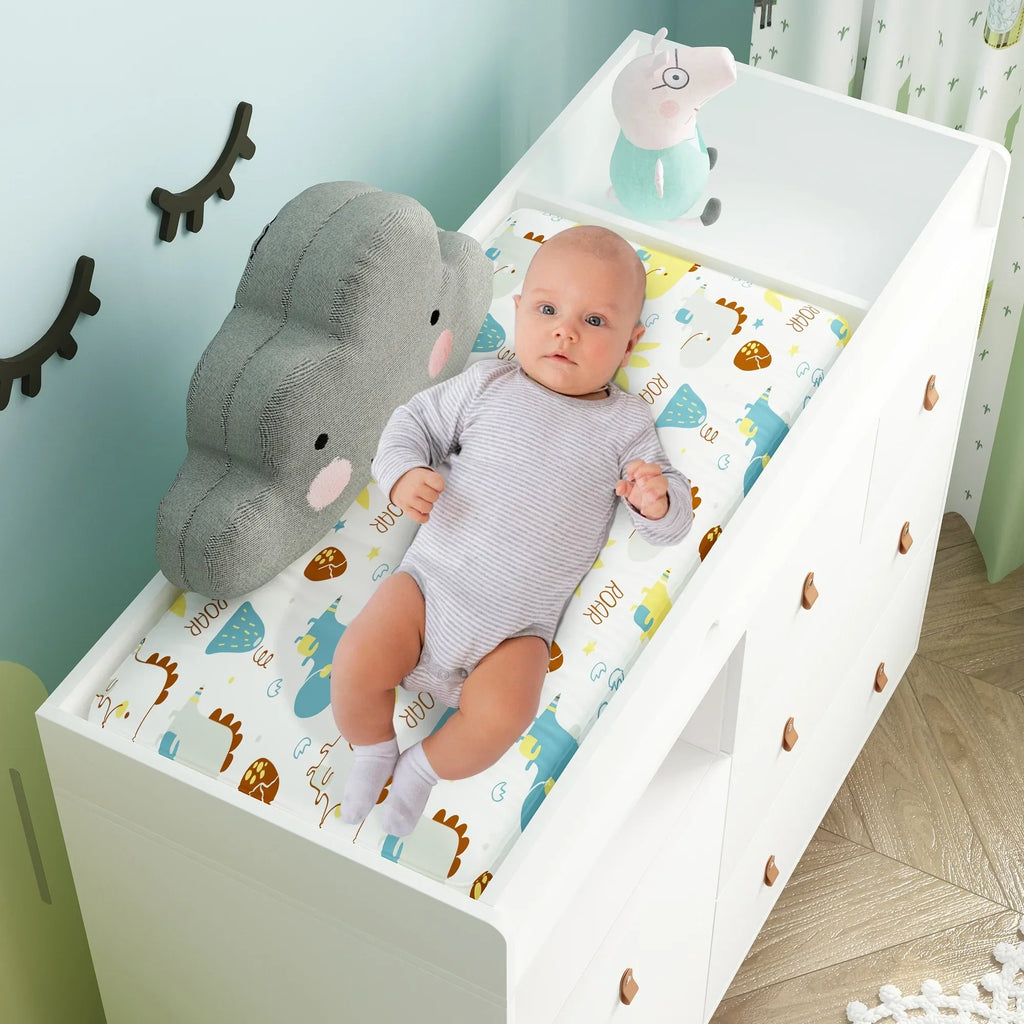 Nouveauté 2026 – Table à langer/commode pour chambre de bébé OXYLIFE , 114 cm (45 po), avec 4 tiroirs et une étagère, blanche