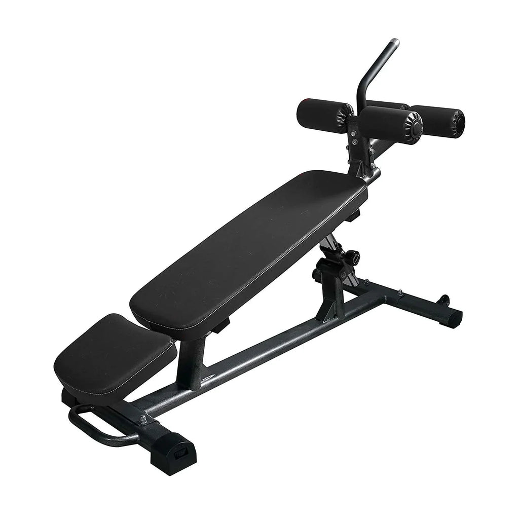 Nouveauté 2026 – Banc de musculation semi-professionnel Finer Form Elite , avec poignée pour crunch inversé, idéal pour les exercices abdominaux. Permet de réaliser des crunchs inversés et des relevés de buste inclinés. 4 hauteurs réglables. Noir