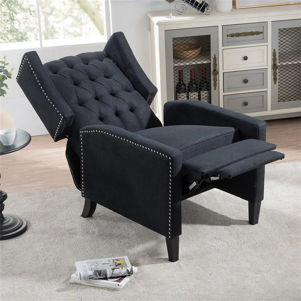 Nouveauté 2026 – Fauteuil d'appoint Triple Tree Modern en tissu, mousse et bois massif, imprimé, garniture cloutée, beige