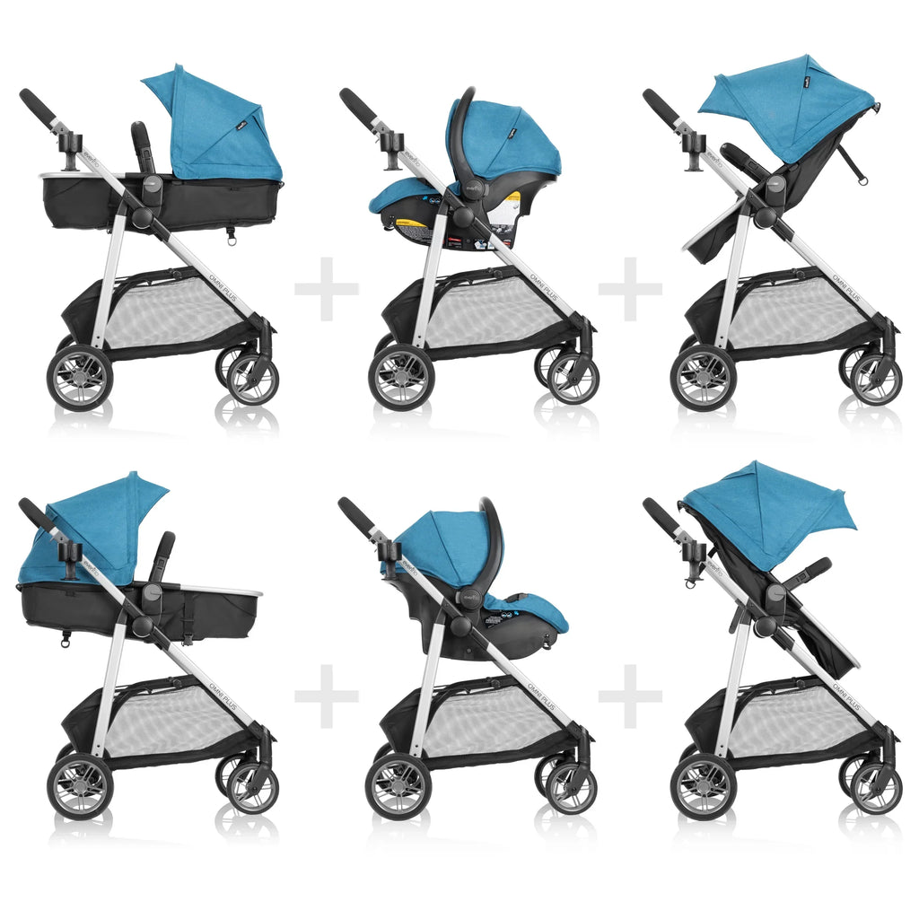 Nouveauté 2026 – Système de voyage modulaire Evenflo Omni Plus avec siège auto pour bébé LiteMax Sport, gris Mylar, unisexe