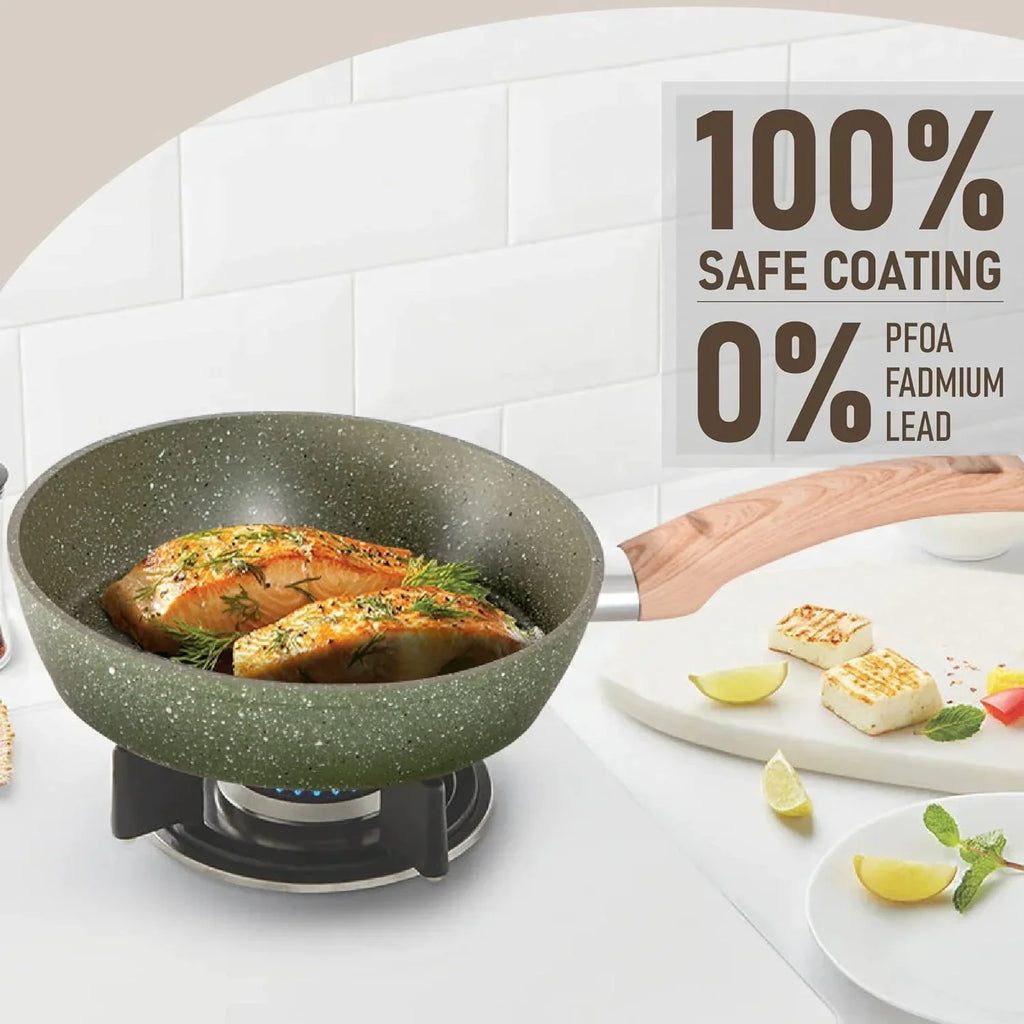 Nouveauté 2026 – Ensemble de 17 pièces de cuisine à induction Kitchen Academy avec plaque de cuisson, casseroles et poêles antiadhésives en granit vert, pour une cuisson saine
