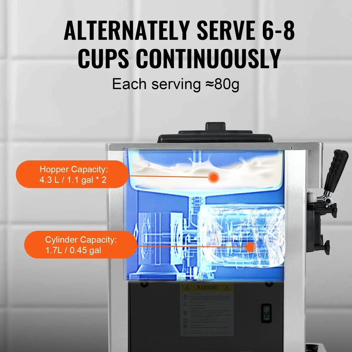 Nouveauté 2026 – Machine à glace molle commerciale KFFKFF , débit de 21 à 31 l/h, 3 parfums, affichage LED, nettoyage automatique, trémie de 4,3 l/1,1 gal, réservoir de 1,7 l/0,45 gal