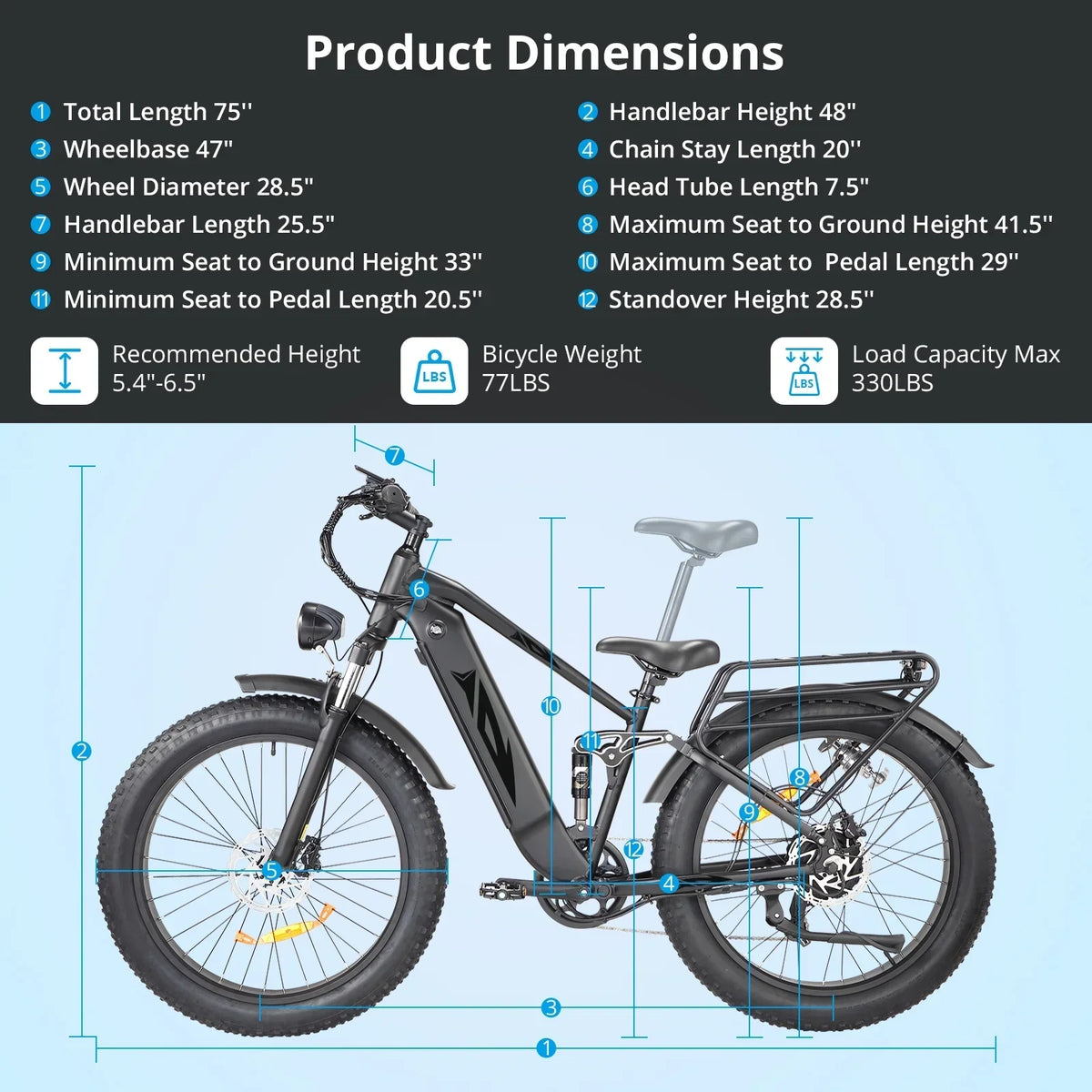 Nouveauté 2026 – Vélo électrique pour adultes, 1000 W, pneus larges 26 pouces, batterie 48 V 17,5 Ah, vitesse maximale de 45 km/h, 7 vitesses, freins à disque hydrauliques doubles, écran LCD, autonomie de 96 km, VTT électrique