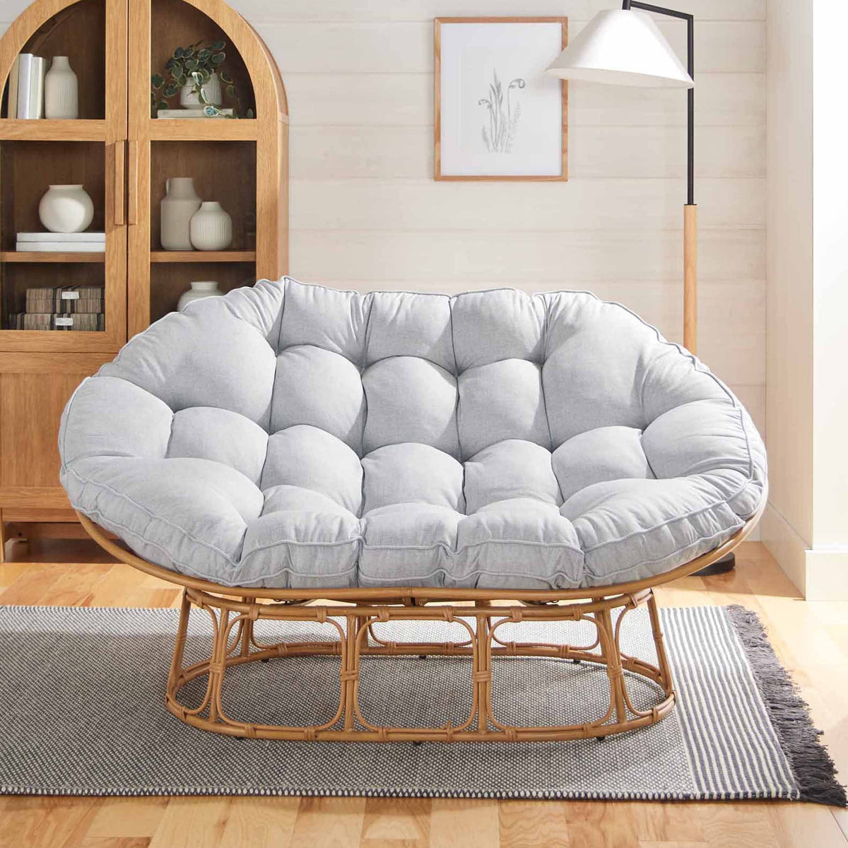 Nouveauté 2026 – Fauteuil Papasan double Better Homes & Gardens , coloris crème bouclé