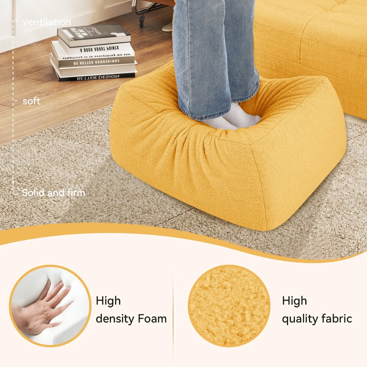 Nouveauté 2026 – Fauteuils poufs VFD pour adultes, pouf avec repose-pieds, canapé lounge confortable en mousse à mémoire de forme, fauteuil de lecture idéal pour la chambre et le salon, canapé de sol relaxant