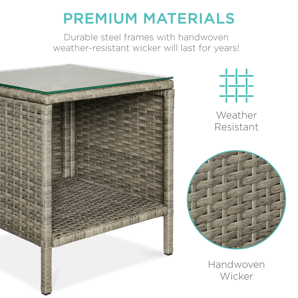 Nouveauté 2026 – Ensemble bistro de jardin 3 pièces en résine tressée Best Choice Products , avec 2 chaises et une table - Gris/Bleu marine