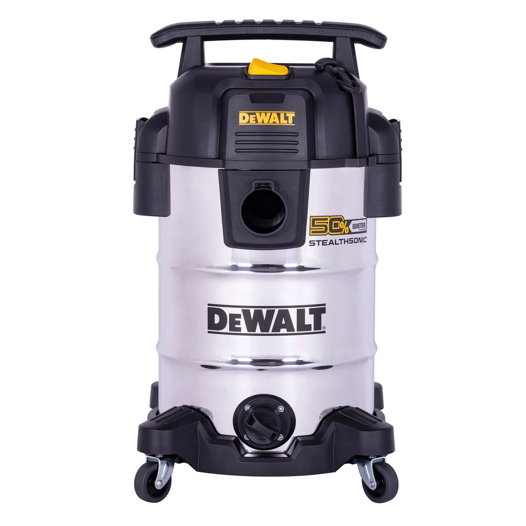 Nouveauté 2026 – Aspirateur eau et poussière DeWalt Stealthsonic silencieux de 8 gallons et 4 HP en acier inoxydable