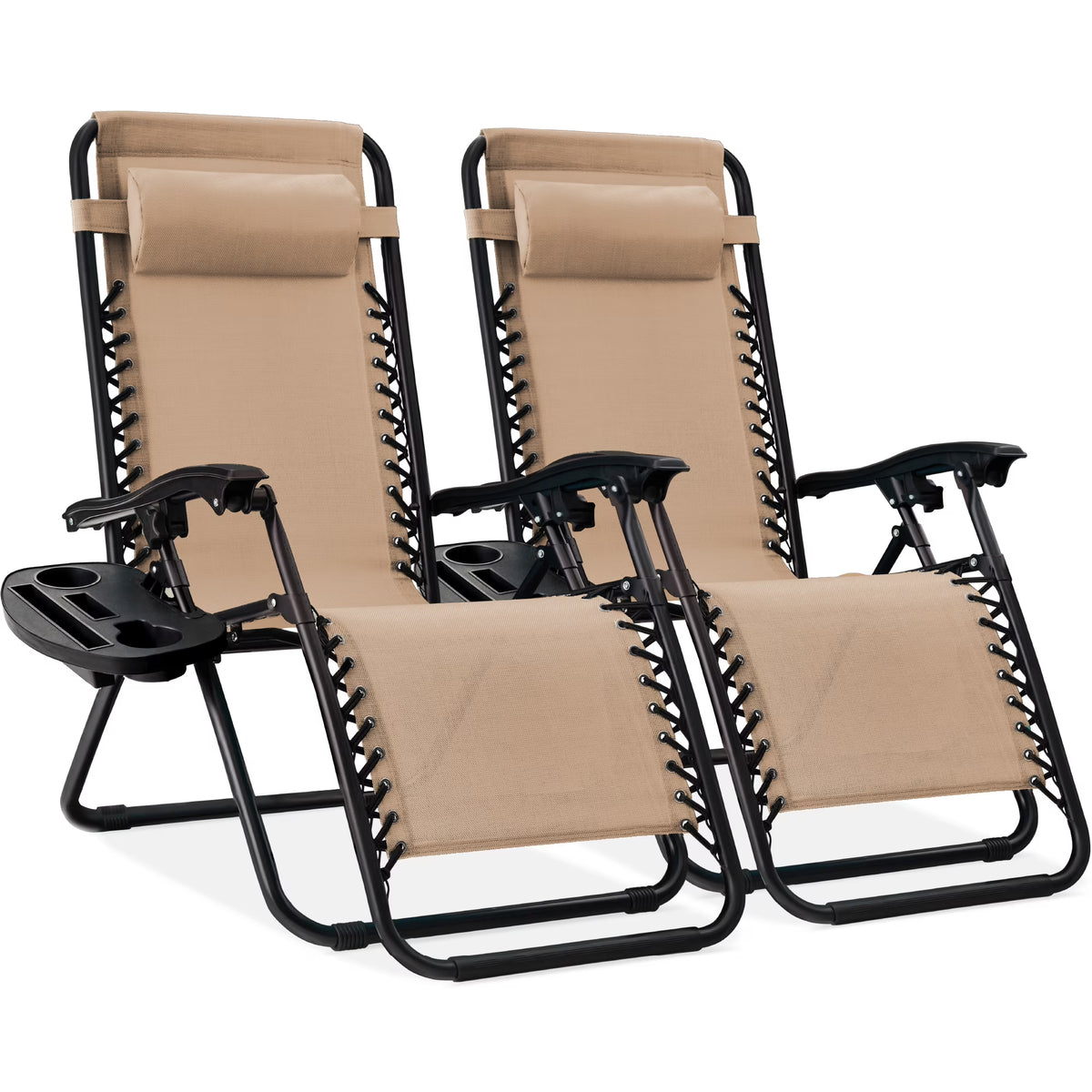 Nouveauté 2026 – Ensemble de 2 fauteuils inclinables zéro gravité Best Choice Products pour terrasse et piscine avec porte-gobelet - Gris