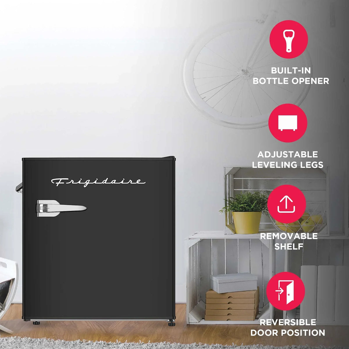Nouveauté 2026 – Réfrigérateur Frigidaire , 1,6 pi³, style rétro compact, avec ouvre-bouteille latéral, couleur corail