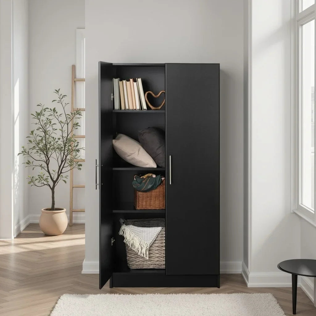 Nouveauté 2026 – Armoire à étagères réglables Prepac - Table de garage haute et fonctionnelle, 40,6 cm (P) x 81,3 cm (L) x 164,6 cm (H), armoire de garage autoportante à 2 portes, couleur expresso - EES-3264