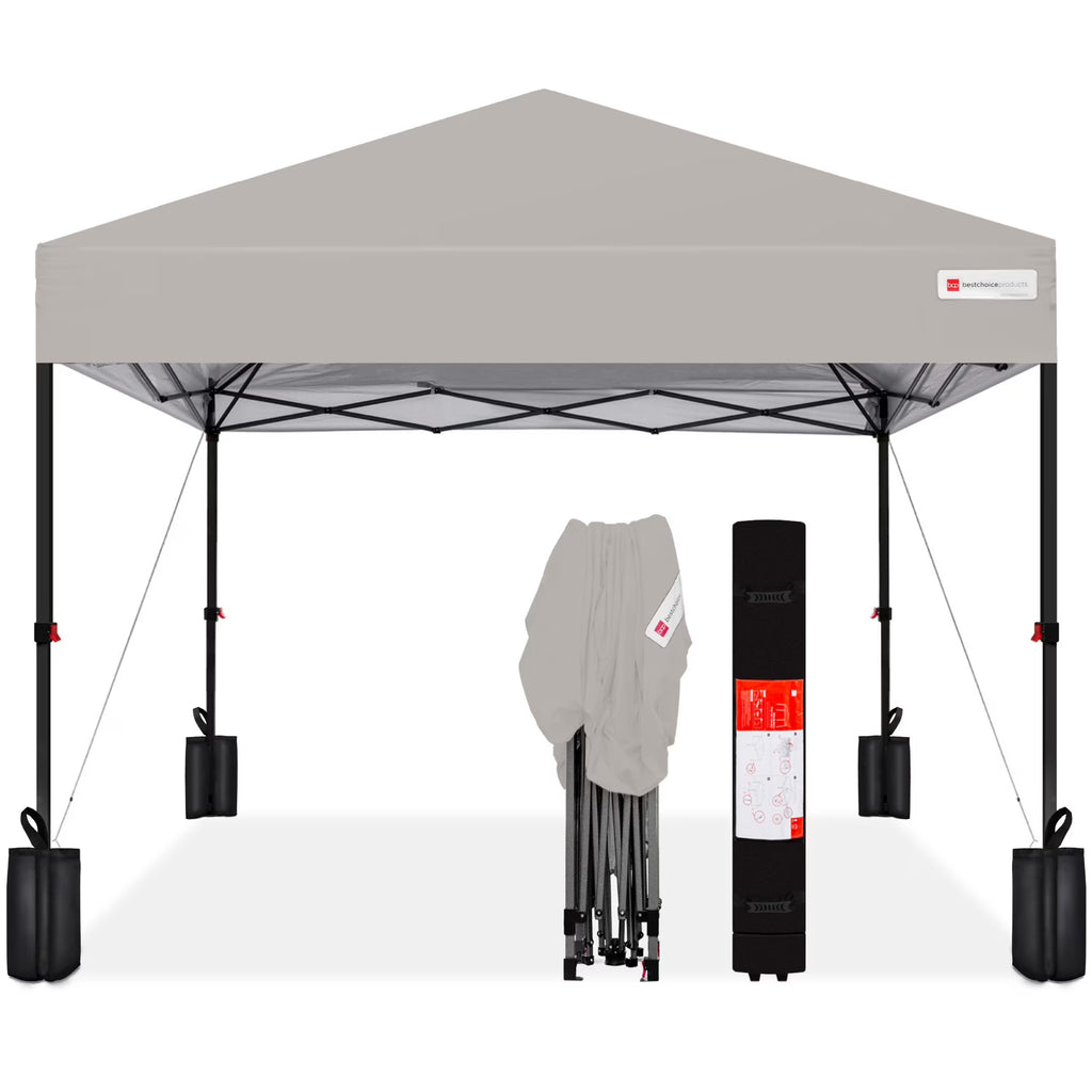 Nouveauté 2026 – Best Choice Products 3,66 m x 3,66 m - Abri pliant facile à monter avec installation en un clic, sac à roulettes et 4 sacs de lestage - Bleu marine