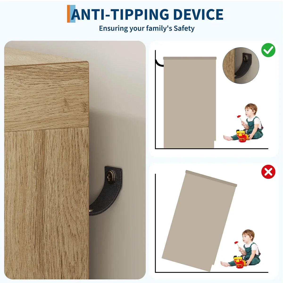 Nouveauté 2026 – Armoire-penderie en bois Ataucjin avec 4 tiroirs et une porte, hauteur 110 cm (43,3 po), avec tringle, rangement pour vêtements, commode à 4 tiroirs avec placard de rangement