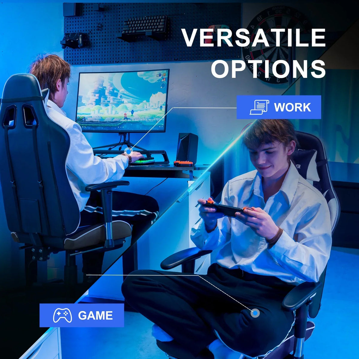 Nouveauté 2026 – Chaise de jeu GTRACING , chaise de bureau ergonomique avec soutien lombaire, revêtement en cuir PU, repose-pieds et appui-tête réglable, rouge