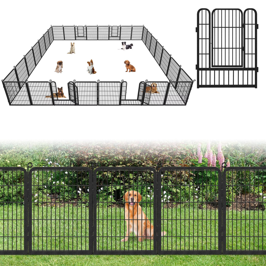Nouveauté 2026 – Clôture de jardin Garden avec portail, panneaux de clôture sans creuser, 9,14 m (L) x 81,3 cm (H), barrière pour animaux, clôture décorative pour jardin, patio, clôtures et bordures pour chiens