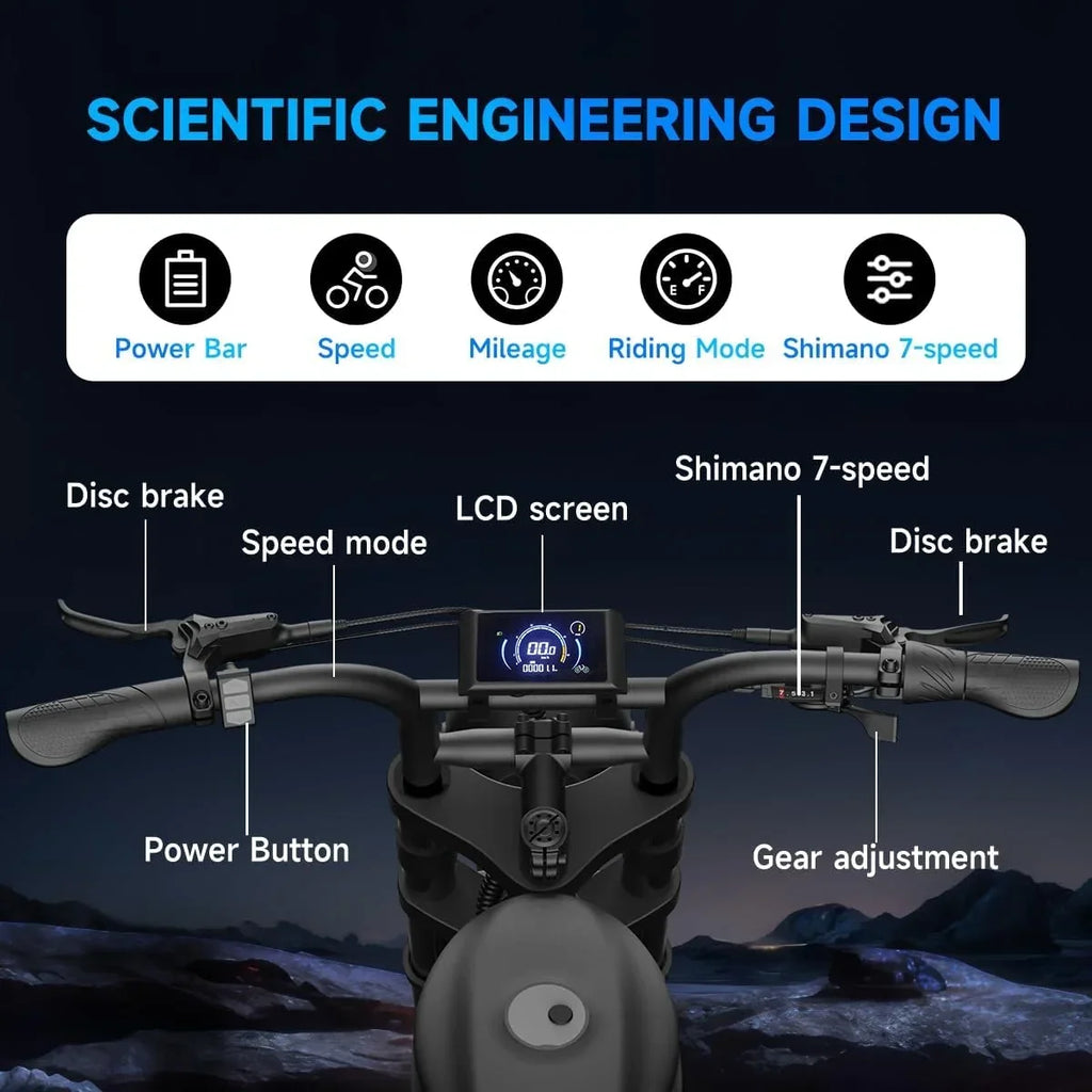 Nouveauté 2026 – Vélo électrique pour adultes avec moteur de 1500 W (puissance maximale), vitesse maximale de 56 km/h et autonomie de 90 km. Cyclomoteur électrique avec batterie de 18,9 Ah, VTT électrique tout-terrain à gros pneus de 20 pouces. Charg