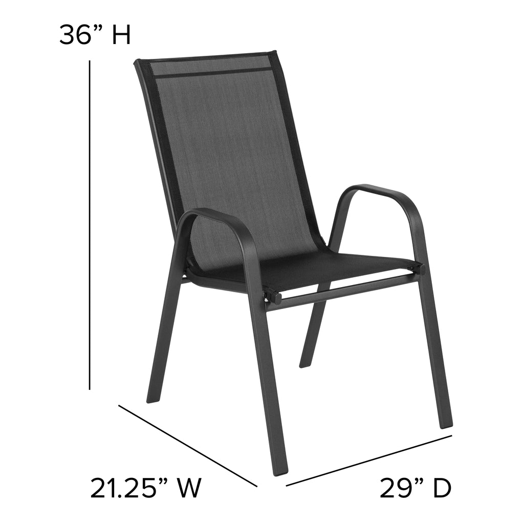 Nouveauté 2026 – Lot de 5 chaises empilables d'extérieur BizChair noires , revêtement Flex Comfort et structure en métal